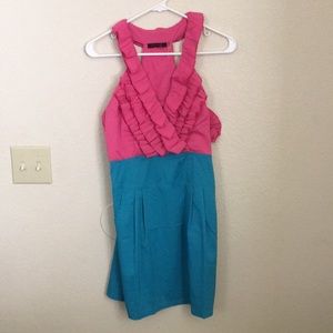 A blue/pink dress